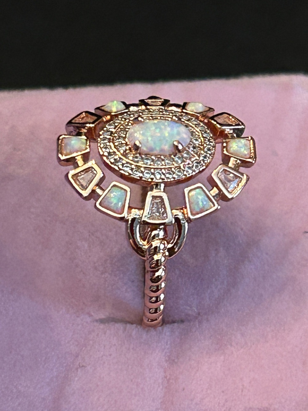 BP ‘The Secret Shine’ Opal Halo Ring in Rose Gold Tone with Rope Design Size9 - Picture 9 of 12